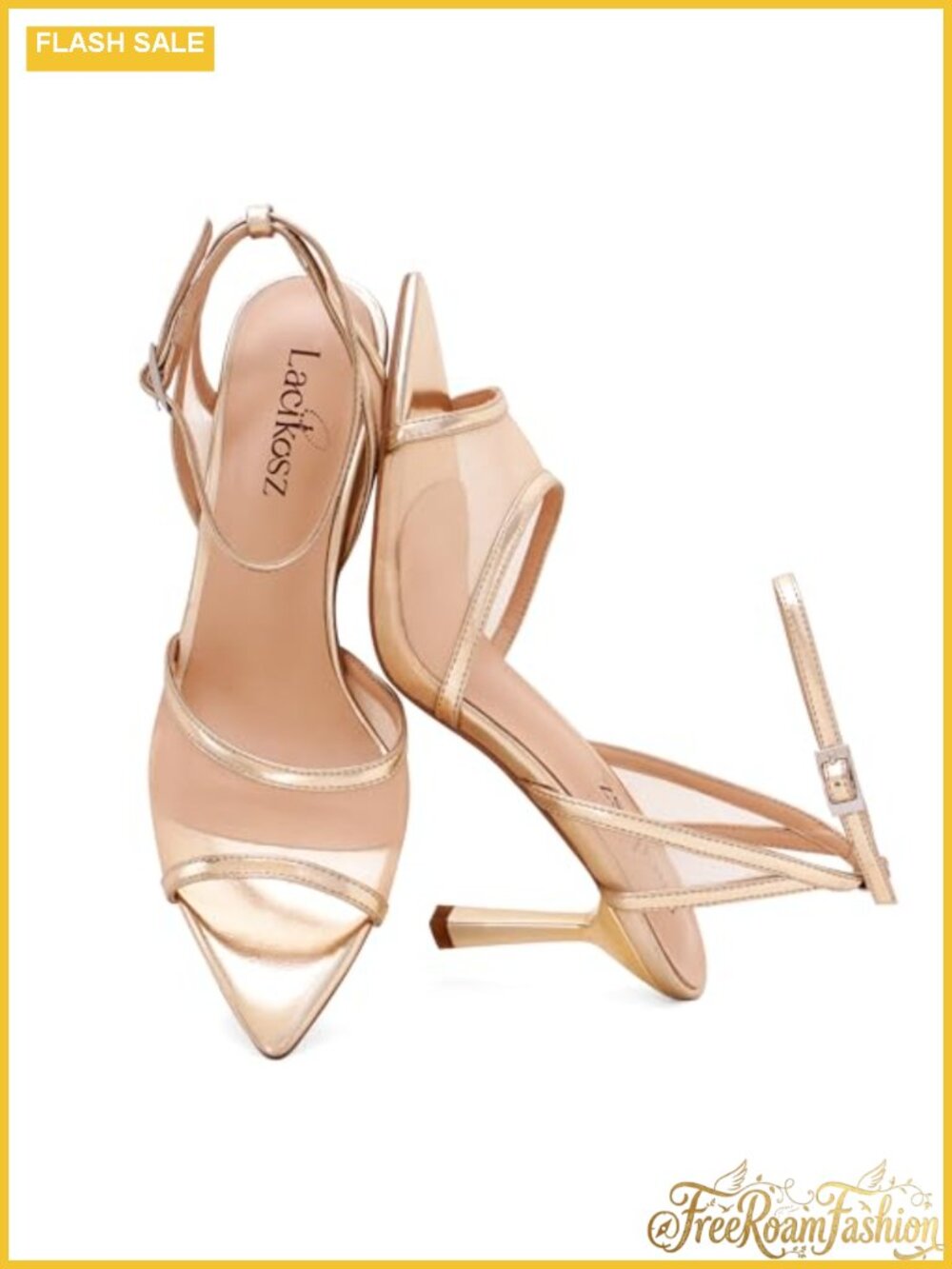 Faux Leather Strappy Heeled Sandals Mesh Stiletto Square Toe Wedding Shoes